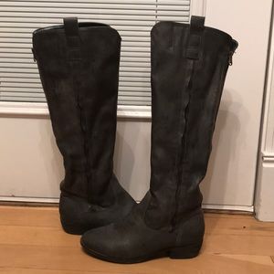 Tall charcoal gray boots